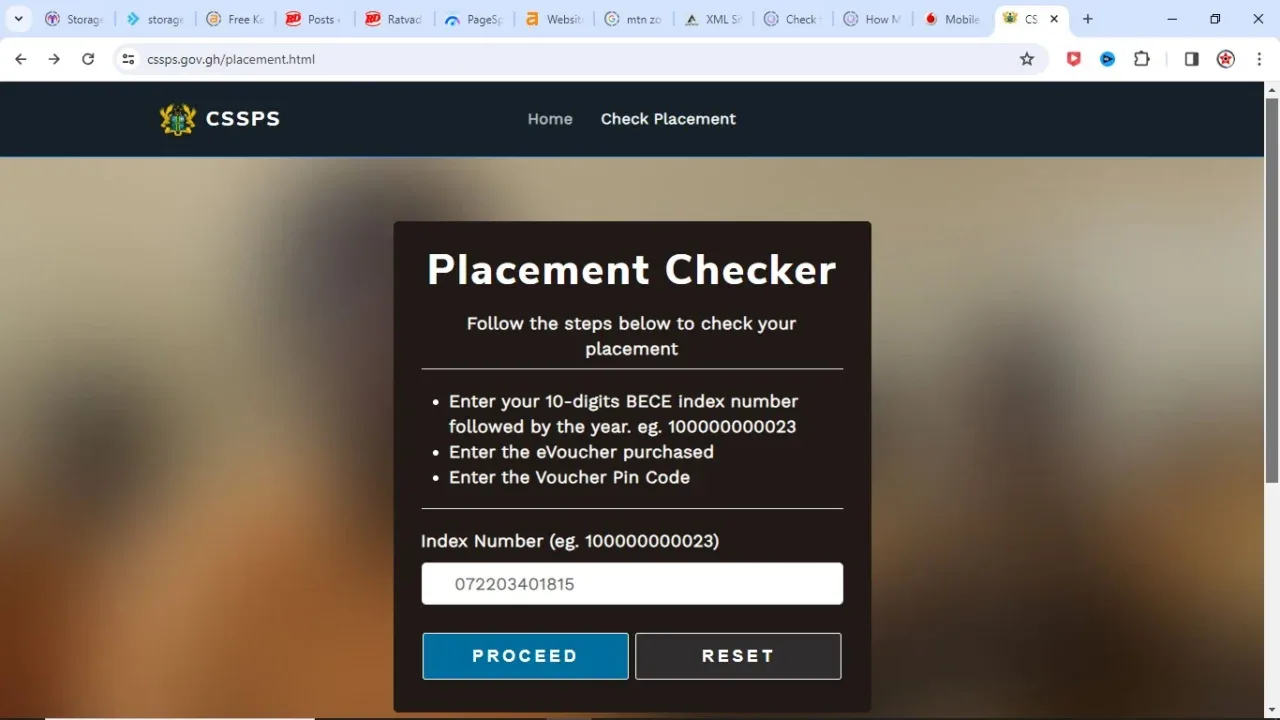 How to check school placement in Ghana