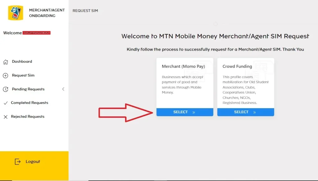 Mobile Money Agent Merchant Merchent (MoMo pay) Select