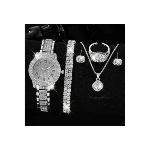 Women Watch Bracelet Set Watches Necklace Ring Jew