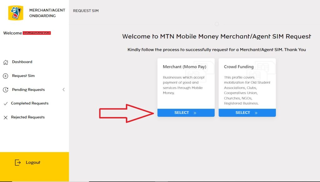 Mobile Money Agent Merchant Merchent (MoMo pay) Select